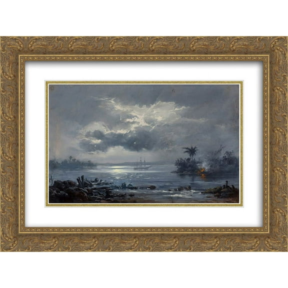Victor Meirelles 2x Matted 24x20 Gold Ornate Framed Art Print 'A passagem de Humaita'
