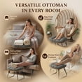 thumbnail image 5 of Tappio Foldable Ottoman Stool, All Weather Wicker Footstool with Cushion and Non-Slip Pads, Outdoor Seating Footrest for Bedroom, Living Room, Porch, Balcony, Gray, 5 of 7