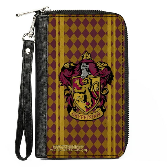 The Wizarding World of Harry Potter Wallet, Zip Around, Gryffindor Crest Stripes Diamonds Red Golds, Vegan Leather