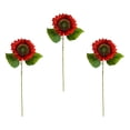 thumbnail image 3 of Ramo de 3 girasoles artificiales, flores silvestres falsas, flores artificiales para exteriores Rojo, 3 of 9
