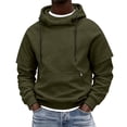 thumbnail image 4 of Men's Hooded Pullover Solid Color Long-sleeved Sweatshirt for Man Fall Winter, 4 of 7