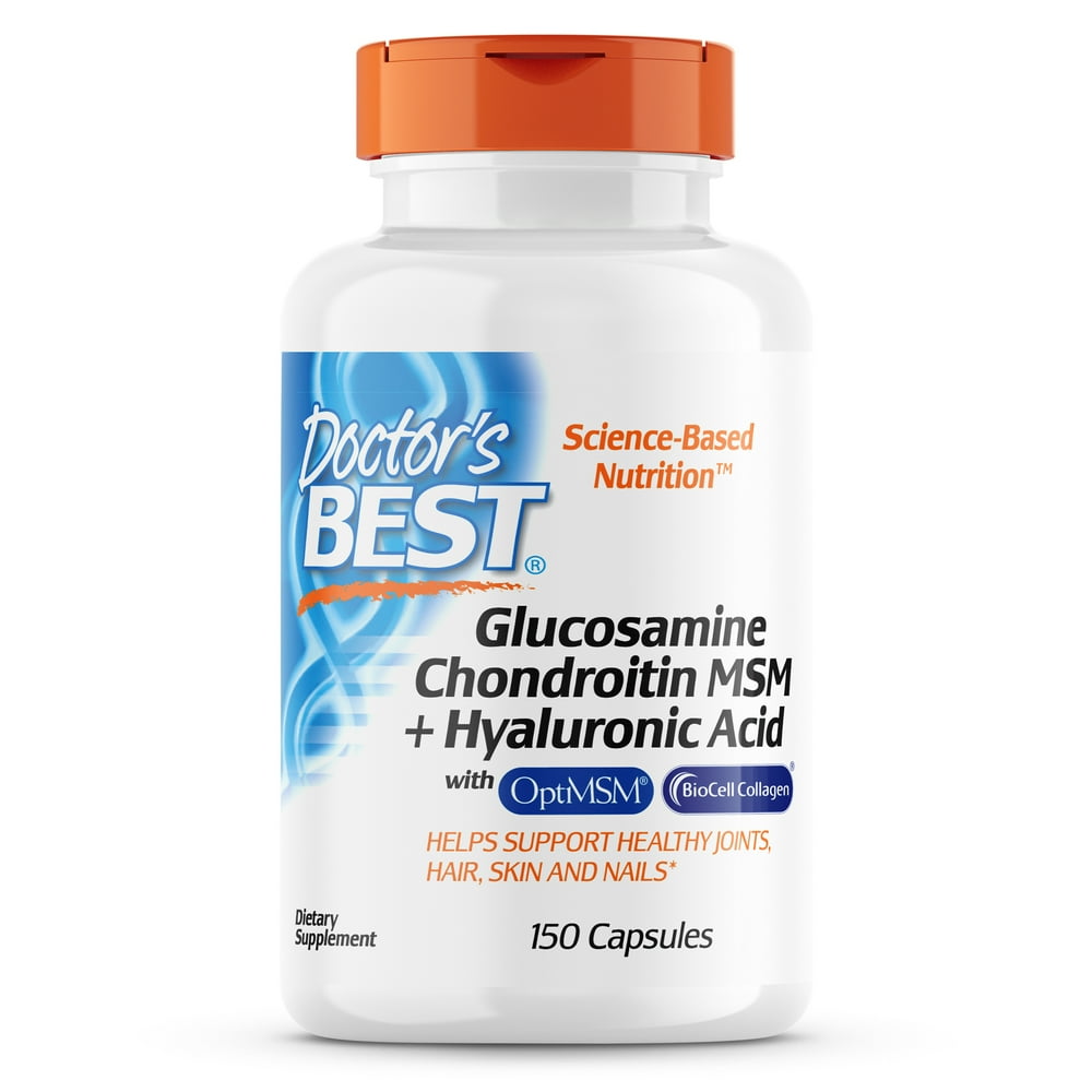 Doctor's Best Glucosamine Chondroitin MSM + Hyaluronic Acid with OptiMSM & BioCell Collagen