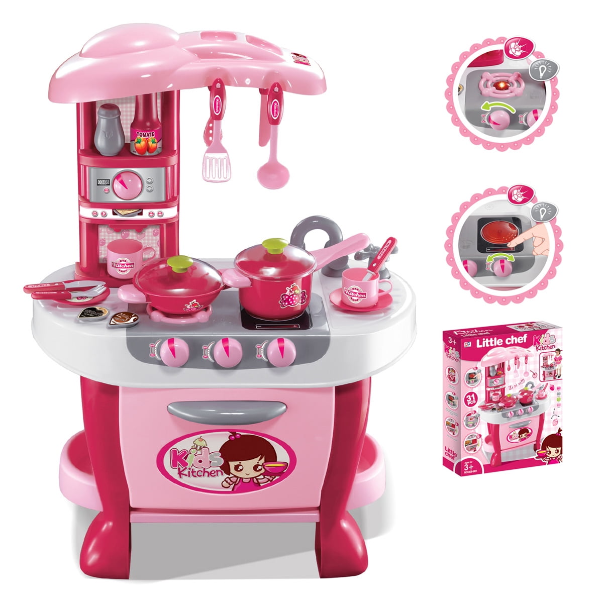Bisontec Deluxe Kitchen Appliance Cooking Play Set With Lights & Sound
