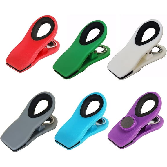 Bag Clips with Magnet,Chip Clips-6Pcs Magnetic Strong Food Clips Food Bag Clip chip Clip for Bags Magnetic chip Clips Food resealer Fridge Magnets Large Food Clips Cute Clips for Fridge Storage Clips