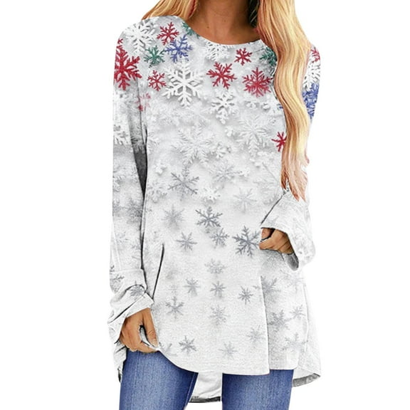 Winter Saving Talove Long Sleeve Shirts for Women Graphic Printed Sweatshirt Fall Fashion Must Haves Red Long Sleeve Shirt Womens Tops Plus Size Christmas Shirts