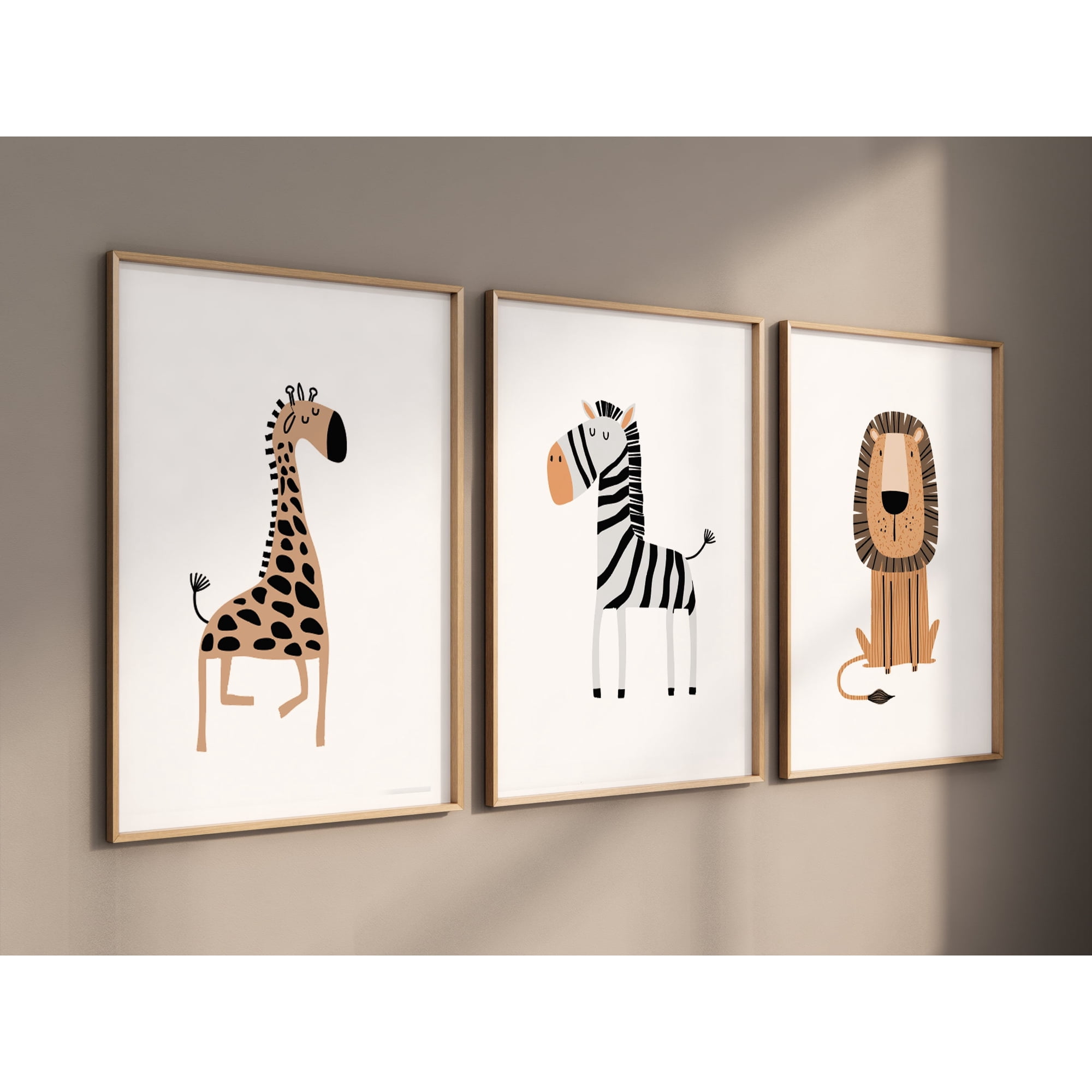 Safari Animal Earth Tones Nursery Poster, Set 3, Poster Only