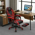 thumbnail image 3 of Gymax Massage Gaming Chair Racing Recliner Computer Desk Chair w/Footrest Red, 3 of 10