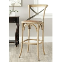 SAFAVIEH Eleanor X-Back Rustic Bistro Bar Stool with Footrest, Weathered Oak