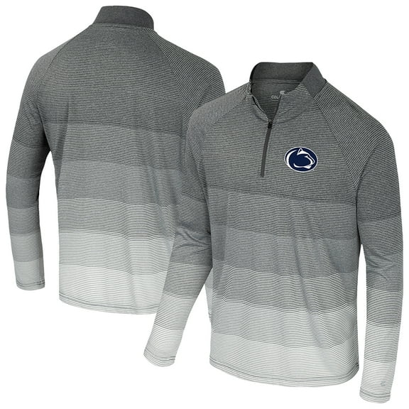Men's Colosseum  Gray Penn State Nittany Lions AI Striped Mesh Quarter-Zip Raglan Windshirt