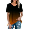 thumbnail image 2 of Giftesty Blouses for Women Dressy Casual Fashionable Women's Summer Printing V Neck T-shirt Short Sleeved Casual Tops, 2 of 5