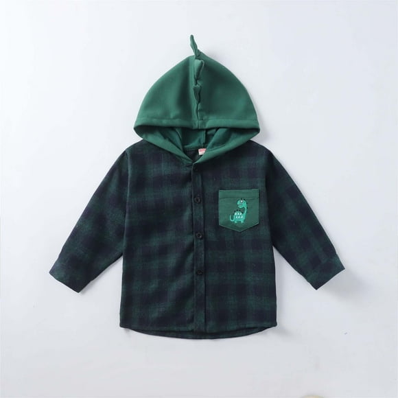 LOVZFMLL Jackets for Girls Toddler Boys Clothes Multicolour Hooded Button Long-sleeved Shirt 4 Years