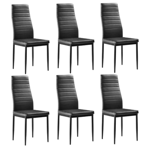 Set of 6 Dining Chair High Back Metal Frame PU Kitchen Chairs Restaurant Black