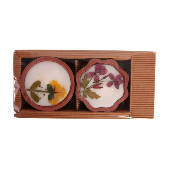 Terracotta Soy Wax Pot Candles with Jasmine Essential Oil and Natural Dried Flowers