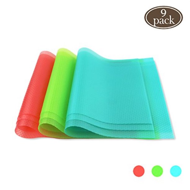 BAKHUK 9pcs Refrigerator Mats 11"X17.7" EVA Shelf Liners Refrigerator Liners Fridge Mats Drawer