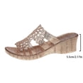 thumbnail image 5 of HOWPAY Wedge Sandals for Women Glitter Clear Open Toe Platform Heels Non Hollow out Slides Summer Beach Casual Comforatable Slippers Coffee 38, 5 of 9
