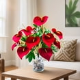 thumbnail image 4 of Velvet Calla Lily Anthurium Artificial Flowers 17.71In, 12-Head Bouquet for Restaurant Home Decor, Living Room Table Centerpiece Arrangement Decoration, One 45Cm X 12 Velvet Calla Lily, 4 of 9