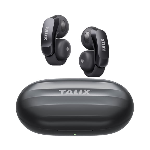 Ultra Open-Ear Earbuds,5.2g Clip-On Headphones,Clear Calls with 4 Mics,Stable Fit for Comfort,13.4mm Drivers for Powerful Bass,Open-Ring Design,Black