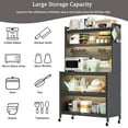 thumbnail image 5 of 64" Kitchen Pantry Storage Cabinet, 5 Tier Metal Storage Cabinet with Wheels, Transparent Flap Door & DIY Hole Board , Kitchen Storage Bakers Rack, for Kitchen, Living Room, 5 of 9