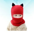 thumbnail image 2 of Baby Autumn Winter Face Mask Windproof Wool Hat With Scarf Warm Knitted Caps Wrap for Kids 2-5 Years Old (Red Free Size), 2 of 11