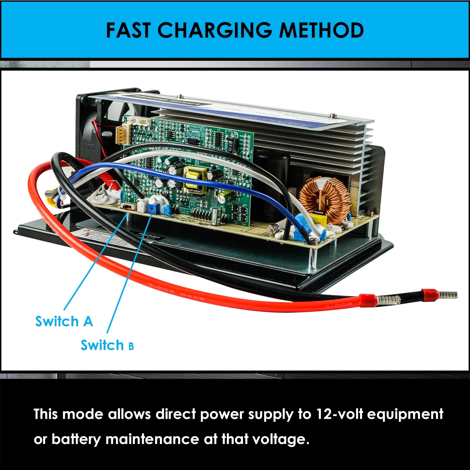 WAVLINK 55Amp RV Power Converter, 120V AC to 12V DC Battery Charger with 3 Smart Charging Modes, 13V-16.5V Adjustable Operating Range, Multi-Stage Charging Assembly for Lithium and Lead Acid Batterie