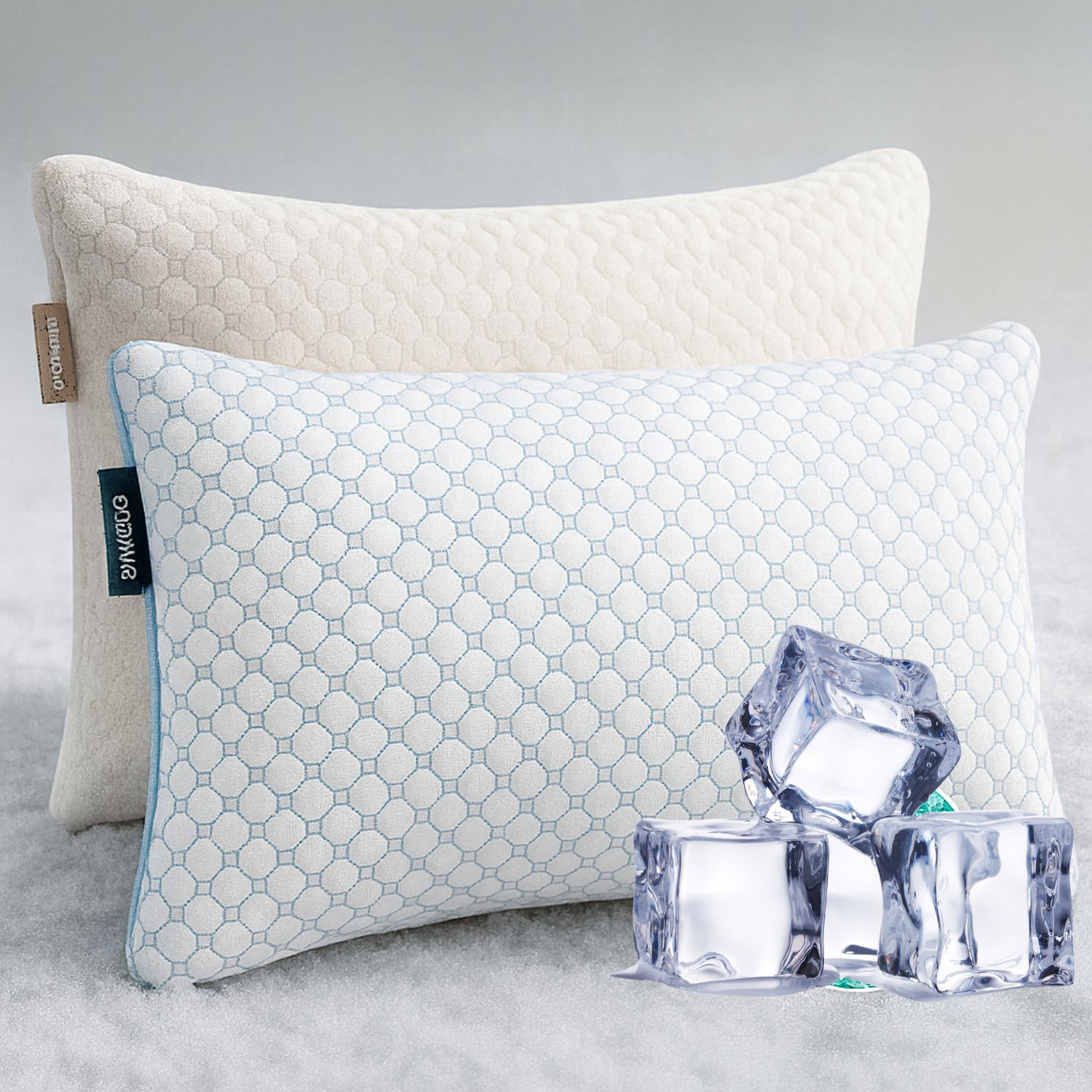 LammaLoe Cooling Pillows for Bed, Memory Foam Bed Pillow, Queen Pillows 20” X 28”, 2 Pack