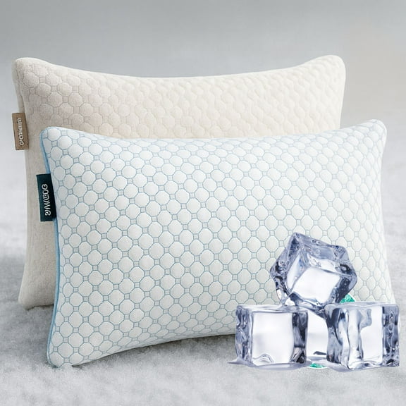 LammaLoe Cooling Pillows for Bed, Memory Foam Bed Pillow, Queen Pillows 20” X 28”, 2 Pack