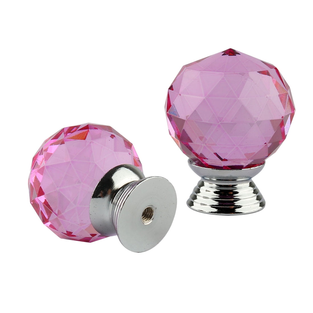 Unique Bargains 1.18" Crystal Glass Cabinet Knob Polished Chrome