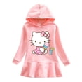 thumbnail image 4 of Hello Kitty nuevo otoño niños algodón Casual Sudadera con capucha vestido lindo estampado de dibujos animados Simple hoja de loto dulce vestido de niña, 4 of 5