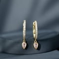 thumbnail image 4 of Rosec Jewels Natural Certified Morganite Diamond Hoop Earrings - Ready To Gift, 18K Yellow Gold, 4 of 8