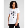 thumbnail image 1 of Heat Tree Print T-shirt for Women, Crew Neck Short Top, Loose and Fashionable, Perfect Gift, 1 of 6