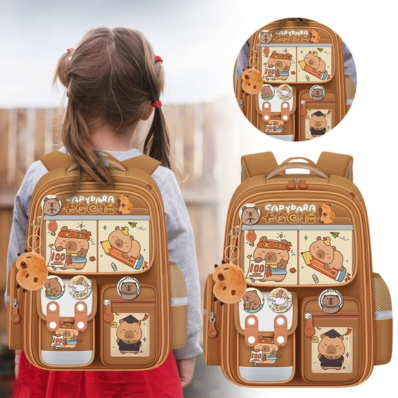 Mochila Con Capibara De Gran Capacidad Para Estudiantes De Secundaria Resistente Y Fácil De Limpiar Diseño Ergonómico Para La Espalda