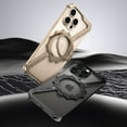 thumbnail image 2 of ELEHOLD Frosted Case For iPhone 16 Pro Z-Type Gear Design Alloy Frameless Shockproof Rugged Cover, Mag Safe Compatible, 360° Rotable Ring Kickstand -- Gray, 2 of 12