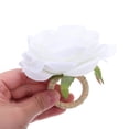 thumbnail image 5 of OFFIGAM 6Pcs White Rose Napkin Rings Set Fabric Flower Napkin Holder Elegant Table Decoration for Weddings Banquets, 5 of 8