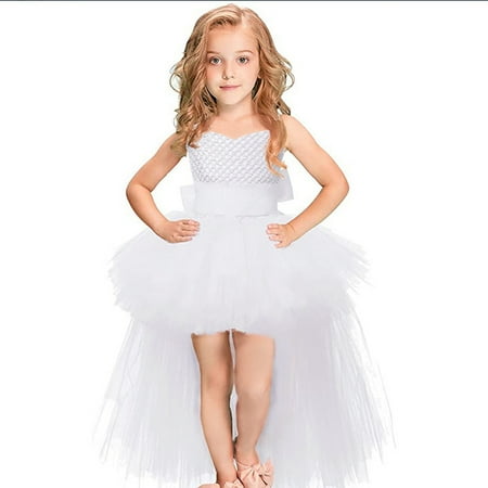 

Uccdo Little Girls Sleeveless Swallowtailed Tulle Dresses Wedding Bridesmaid Ball Gown Pageant Party Dress 1-10T