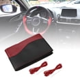 thumbnail image 2 of Unique Bargains 1 Set Universel Noir Rouge 36cm Dia Microfibre Cuir Auto Volant Couverture avec Aiguille et Fil, 2 of 7