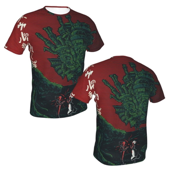 Unisex Adult Howls Moving Castle T-Shirts, 3D Graphic Novelty Shirts Crewneck Short Sleeve Tees for Men Women
