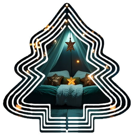 Metal Hanging Christmas Tree – Shaped Wind Decorations – Festive Garden Spinners with Star Patterns for Yard and Garden Decor Metal Hanging Christmas Tree – Shaped Wind Decorations – Festive Garden Spinners with Star Patterns for Yard and Garden Decor