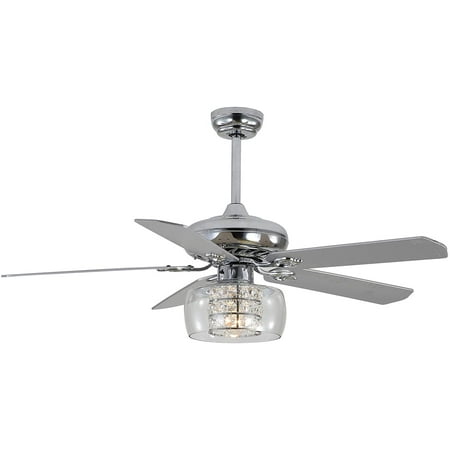 

TFCFL 52 Inch Modern Ceiling Fan Light with 5 Reverse Wood Blades Crystal Chandelier Fans with Remote Control