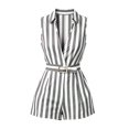 thumbnail image 7 of FchengtaiS Women Striped Rompers Sleeveless V Neck Jumpsuit Shorts with Pockets & Belt Summer Business Casual Outfits, 7 of 7