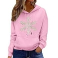 thumbnail image 2 of Christmas Sweatshirts for Women Women'S Hooded Hoody Long Sleeve Drawstring Print Oversized Fall Pocket Tops Women Hoodies Pink S, 2 of 5