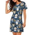 thumbnail image 2 of Easygdp Winter Animal Friends Camisón de manga corta para mujer, informal, estampado, 2 of 6