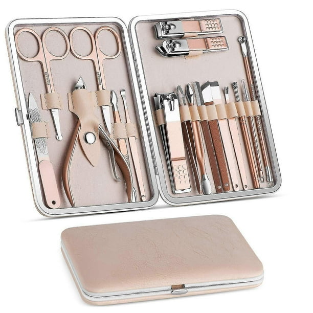 Manicure Set, Pedicure Kit, Nail Clippers, Professional Grooming Kit, Nail Tools 18 In 1 With Luxurious Travel Case Compatible With Men And Wo