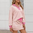 thumbnail image 6 of Women's Striped 2-Piece Lounge Set, Long Sleeve Sweatshirt & Skort Outfit for Casual Workout, 6 of 9