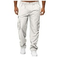 thumbnail image 1 of Men's Solid Color Pocket Loose Straight Leg Workwear Pants - Casual Business, 1 of 4