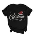 thumbnail image 5 of Frostluinai Christmas Rhinestone Tee Shirts Women Crew Neck Xmas Party Shirt Funny Letter Print Short Sleeve Tshirts S-XXL, 5 of 7