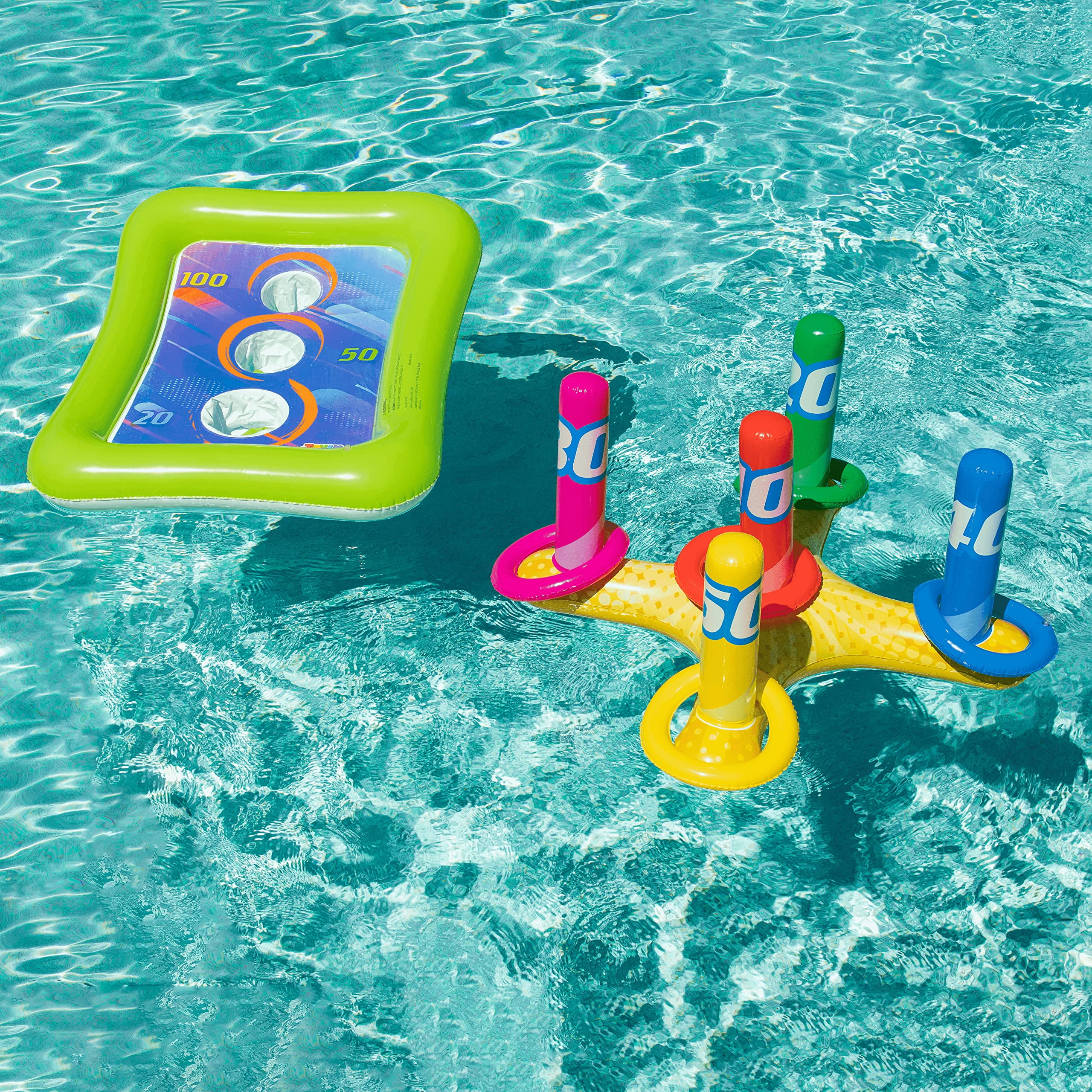 Sloosh 2 Sets Inflatable Pool Toss Game Combo Set Includes Ring Toss
