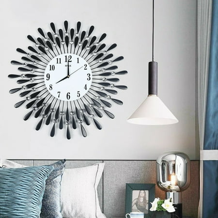 Luxury Large Wall Clock 3D Metal Living Room Feather Wall Watch Home Decor
