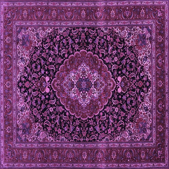 Ahgly Company Indoor Square Medallion Purple Traditional Area Rugs, 6' Square