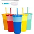 thumbnail image 7 of Casewin Color Changing Cups Tumblers with Lids Straws, 16oz 5 Bulk Frosted Reusable Plastic Cold Cups Color-Changing Cold Drink Cups, BPF/BPA Free, Adult Kids Coffee Tumblers Party Cup (5 Pack), 7 of 7