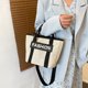 thumbnail image 5 of Sywqhk Bolso Bandolera De Paja Mujer Beach Hit Color Letters Crossbody Bolso (Negro) Sywqhk Para estrenar, 5 of 9